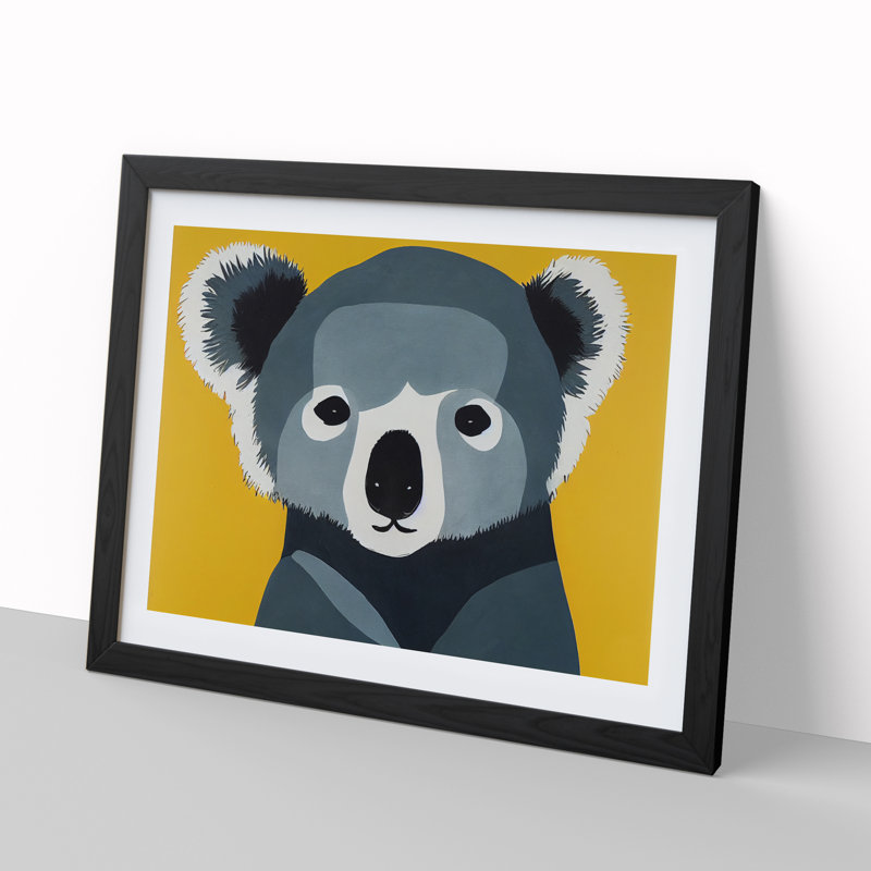 Koala Bear Modern Abstract - Single Picture Frame Print, Black Framed, 34cm H x 46cm W x 2cm D
