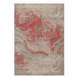 Rug & Kilim’S Distressed Dragon Rug In Red, Gray And White Pictorial Patterns