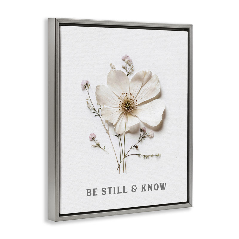 Cadre flottant Be Still & Know, H 21 po x l 17 po, Cadre flottant gris lustré