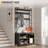 Hall Tree with Bench, Coat and Shoe Rack, Wooden Entryway Bench with Coat Rack, Industrial Freestanding Coat Rack with Shoe Storage for Mudroom, Hallway, Entrance, Black-1682969225