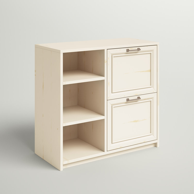 2 Piece Rectangular Writing Desk Office Set with Filing Cabinets