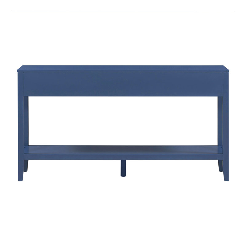 Table d'entrée 62,2 po avec 3 tiroirs, console peinte avec tablette inférieure et poignées en fer, table minimaliste pour salon, couloir, cuisine, chambre à coucher, bureau
