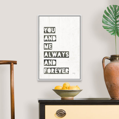 «You and me» par Marla Rae, reproduction d'art textuel sur toile