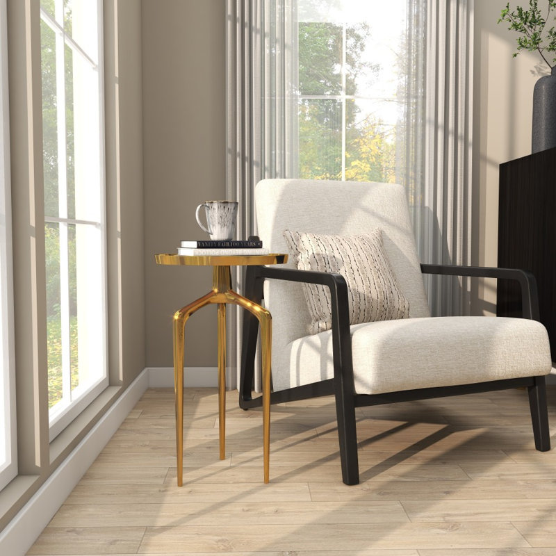 Table d'appoint avec plateau en aluminium noir Jody, Or