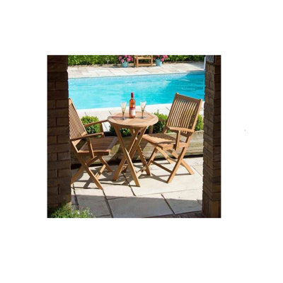 Mylinda 2 - Person Teak Round Solid Wood Patio Dining Set