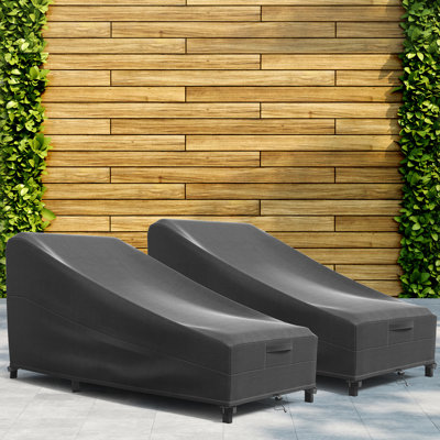 Set of 2 Chaise Lounge Chair Cover - Breathable, Heavy-Duty Cover with Water-Resistant PVC liner, Adjustable Elastic Hem, Click-Close Straps, and Air by Arlmont & Co.