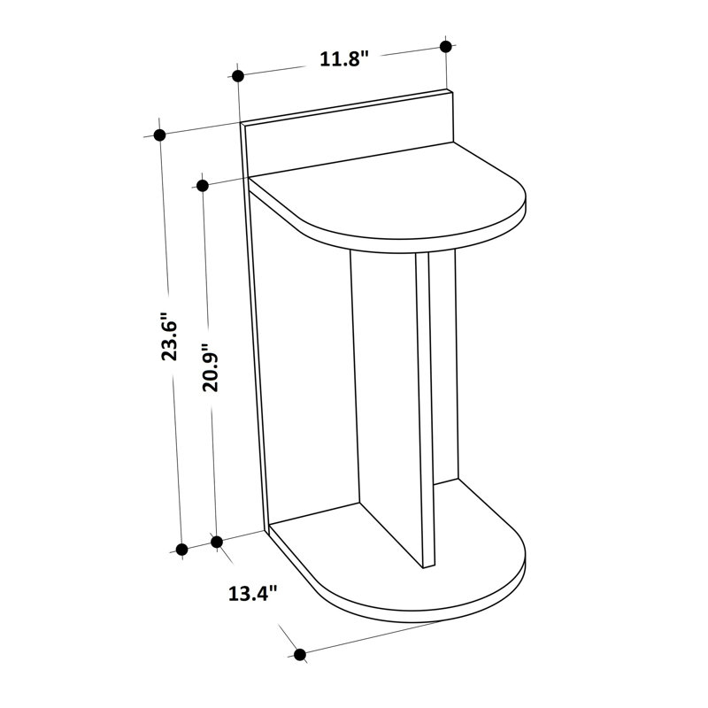 Americo Geometric End Table, Anthracite/White