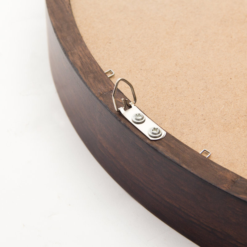 Miroir rond trempé pour salle de bain, 24 po x 24 po, Noyer brun, Bois