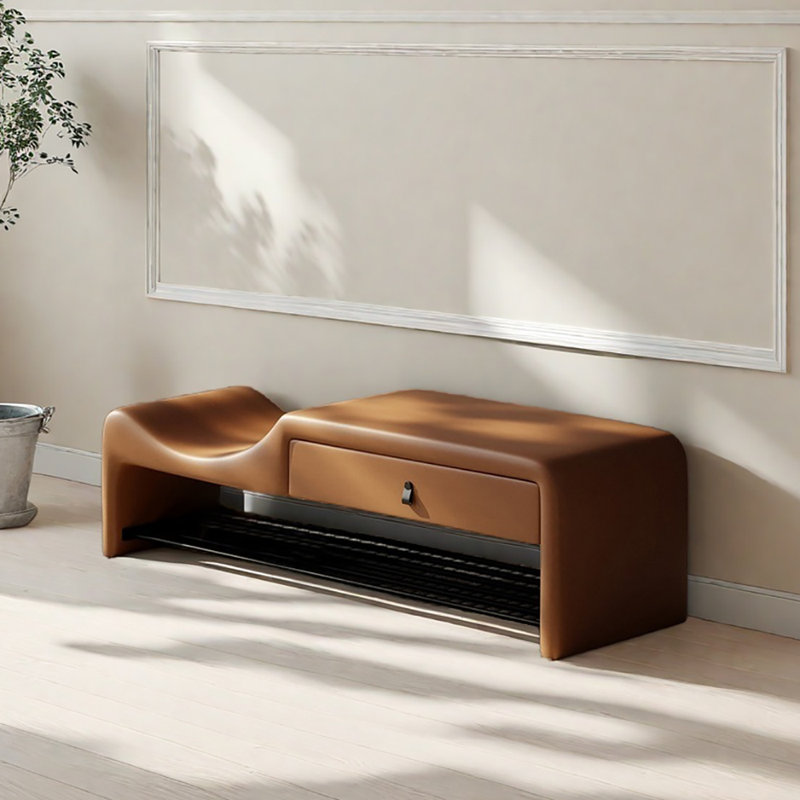 39.4in Shoe Storage Bench, Orange