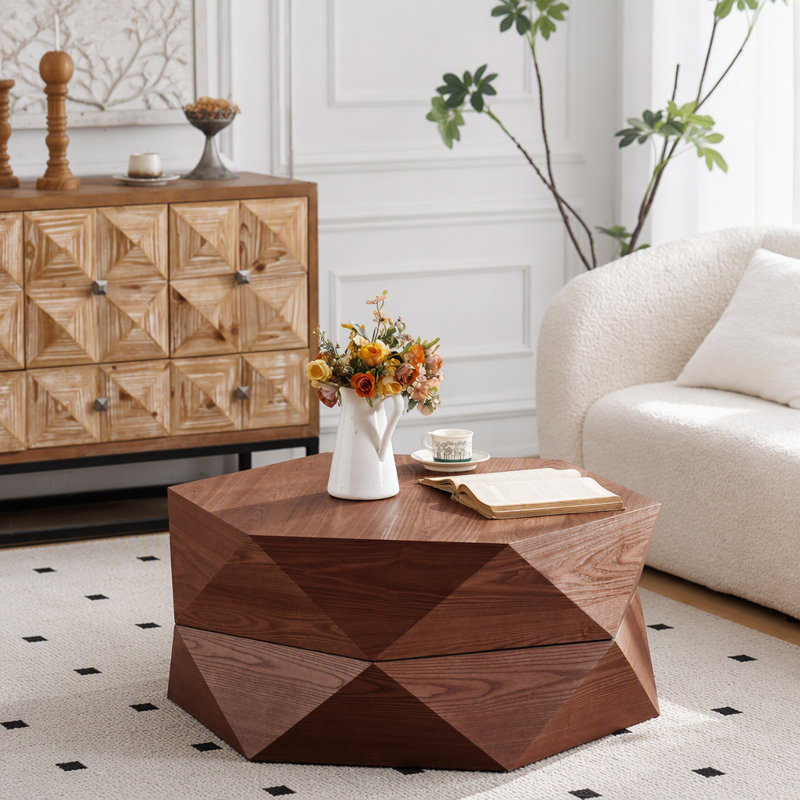 Table basse avec rangement, 36.61"W, Reddish Brown