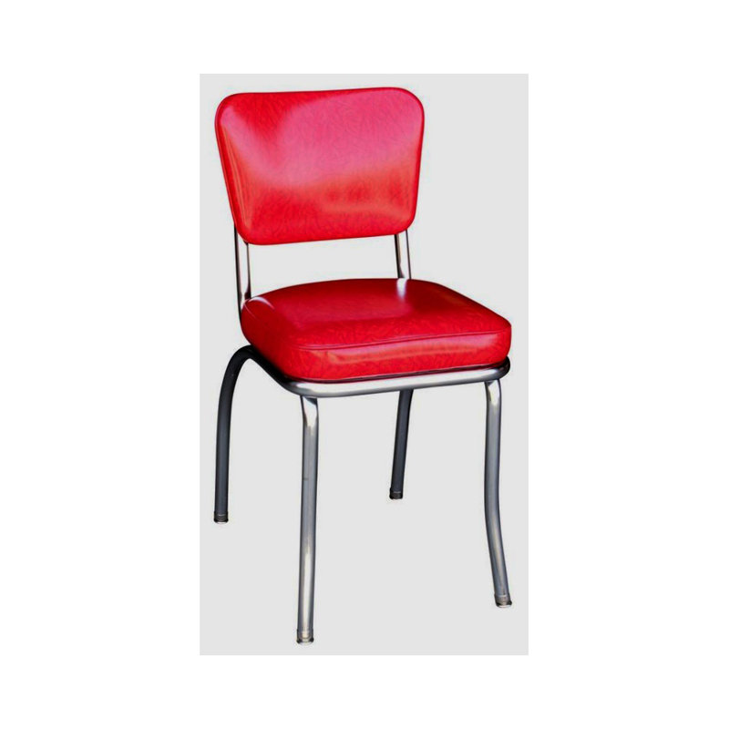 Chaise de salle à manger rembourrée rétro, Rouge glace fissurée