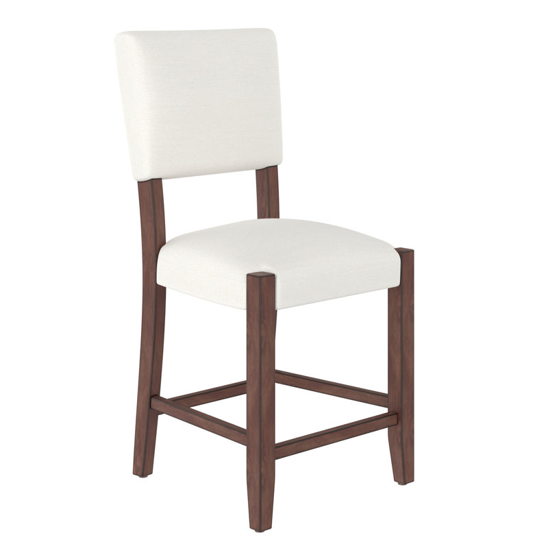 Ensemble de 4 tabourets de bar de style Mid-Century de 40,4 po avec dossier, tabourets de bar rembourrés en lin avec pieds en bois massif pour la salle à manger de l'îlot de cuisine, beige