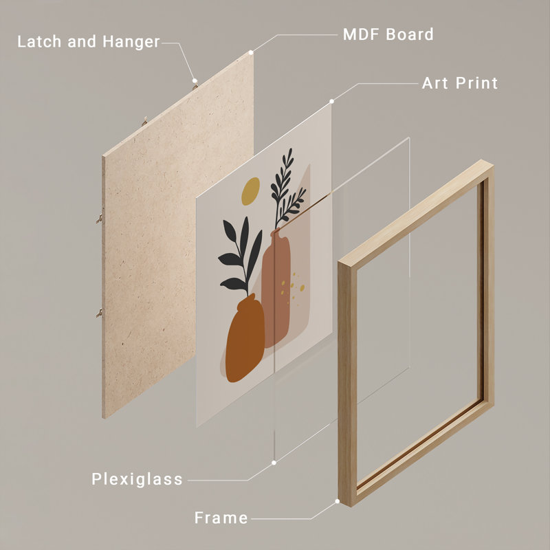 Abstrait plantes dans le vase Boho, œuvre d'art moderne, impressions encadrées, affiches, petit art mural, Naturel