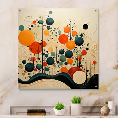 Orange orange Mid Century Organic Harmony II - Art mural abstrait Mid-Century en acrylique pour le salon