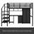 Metal Loft Bed With Table Set And Wardrobe, Full, Black