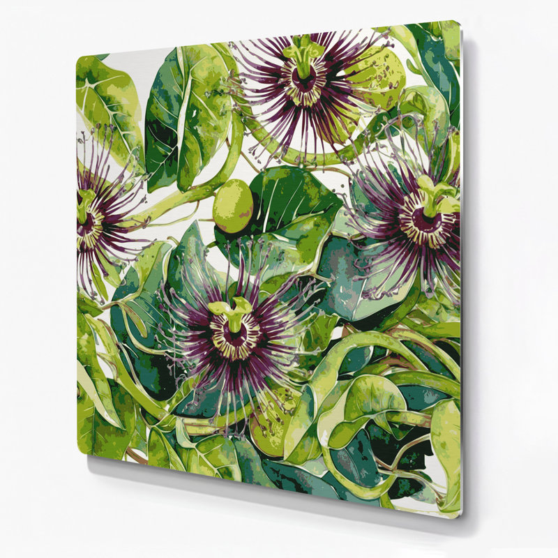 Art mural vert hawaïen Lilikoi Vines, H 12 po x l 12 po