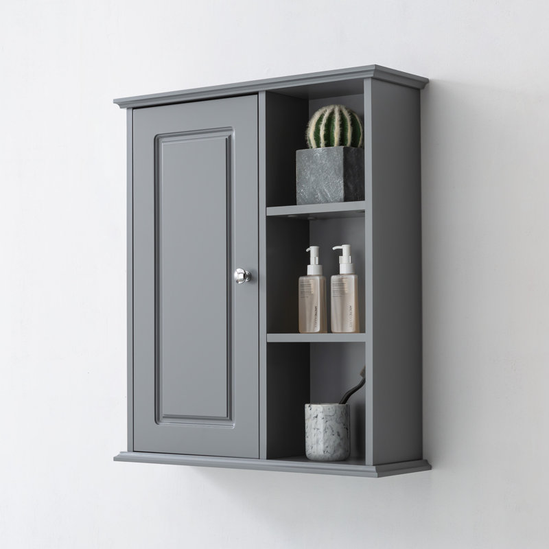 Armoire murale de salle de bain au-dessus de la toilette 24 po, armoire murale avec tablette réglable, Gris