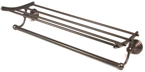 Tansey Metal Floating Shelf with Towel Bar, Chocolate Bronze