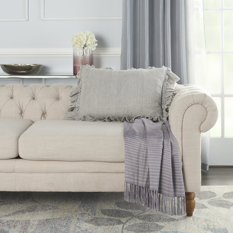 Ruffled Reversible Throw Pillow, Gray