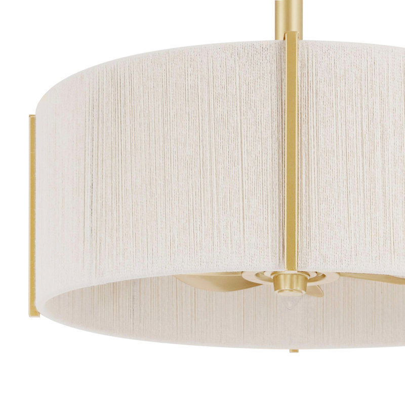 Ventilateur de plafond en corde de 18 po à 7 pales avec ensemble d'éclairage et télécommande, Or