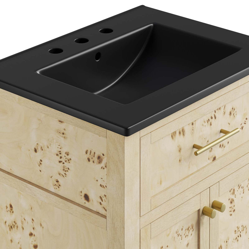 Modway Elysian Single Bathroom Vanity with Top, Burl, Black