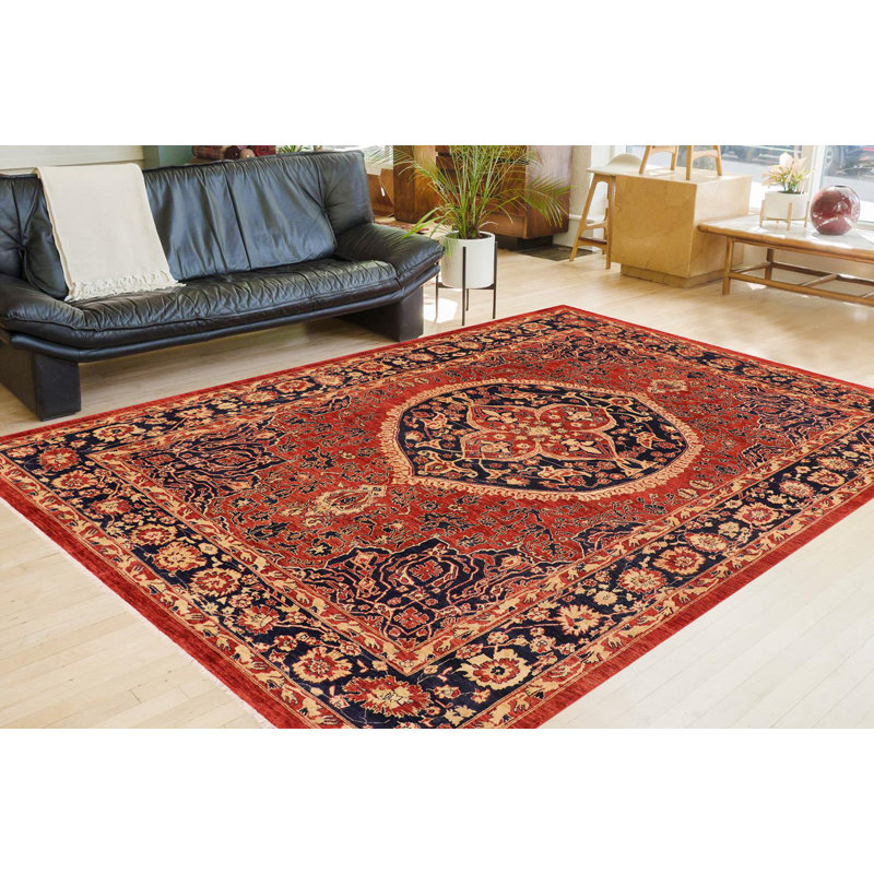 Tapis oriental rouge en laine noué à la main 9 pi 4 po x 11 pi 5 po Bachisia