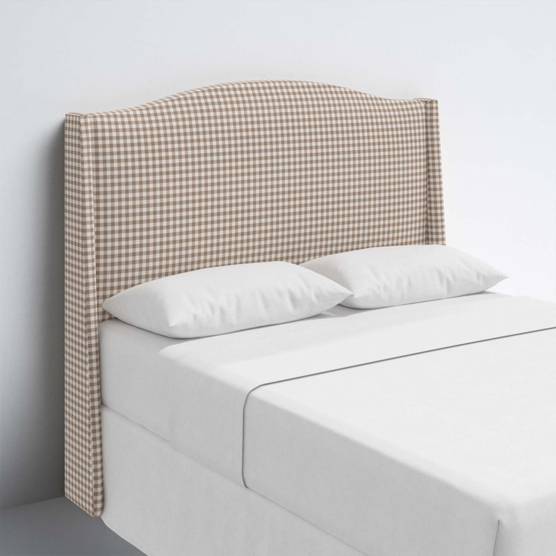 Vasiliy Upholstered Headboard, King, Cotton Plaid Cream