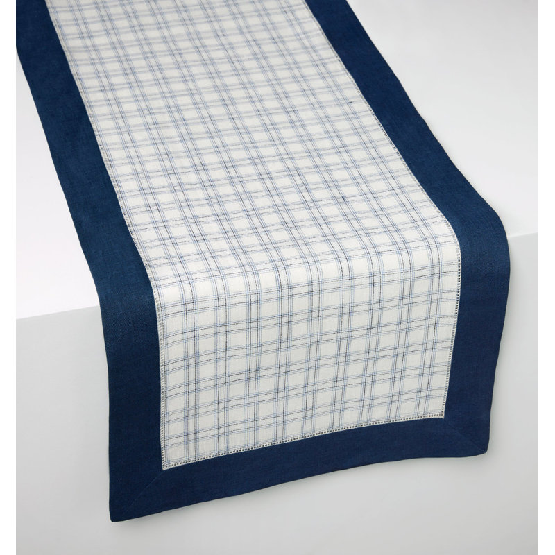 Mikela Plaid Table Runner, Navy, 15" W x 108" L