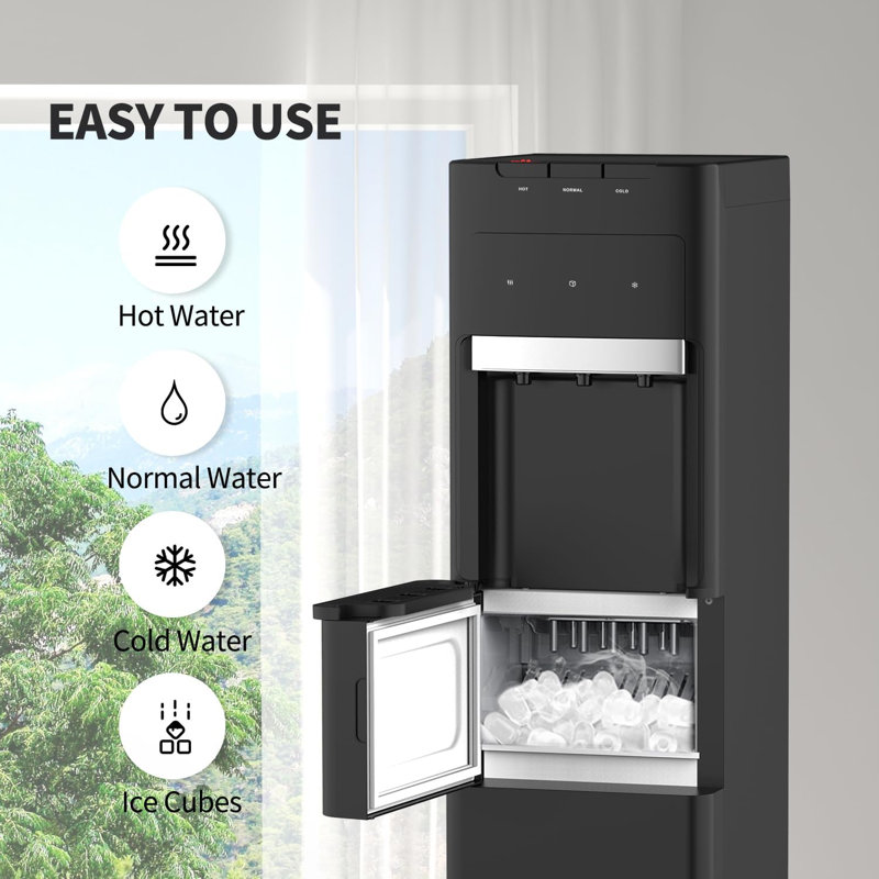 Soopyk Bottleless Water Cooler Dispenser With Ice Maker 27 Lbs In 24 Hrs Black (no Filters)