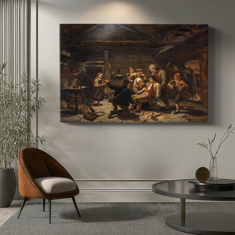 The Wounded Bear Hunter-Adolph Tidemand-Gallery Wrapped, 40 x 60