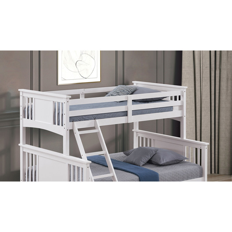 Lit superposé simple au-dessus d'un lit double avec échelle Modern Modern, Blanc