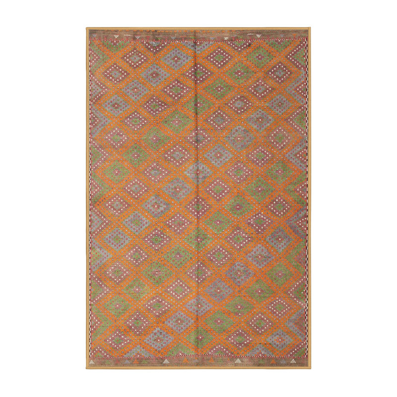 Tapis brun/vert/gris zone contemporaine, Rectangle 5 pi x 7 pi