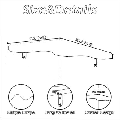 Floating Cloud Wall Shelves Set Of 3 - Wavy Corner Shelves With Brackets For Wall Decor In Bedroom, Living Room, Nursery, And Bathroom