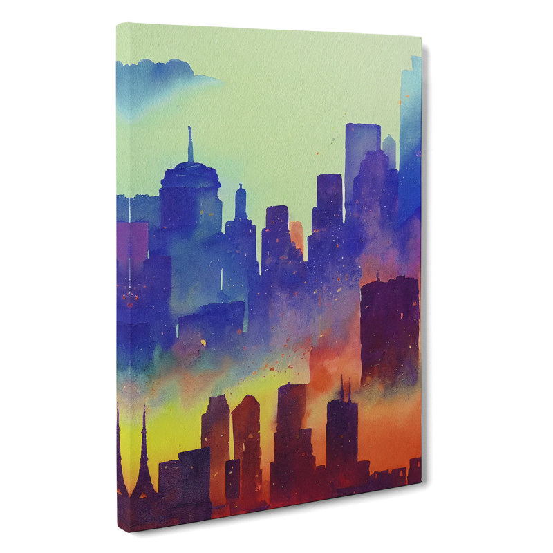 City Skyline In Colour No.4 Abstract - Wrapped Canvas Print, 50cm H x 35cm W x 3cm D