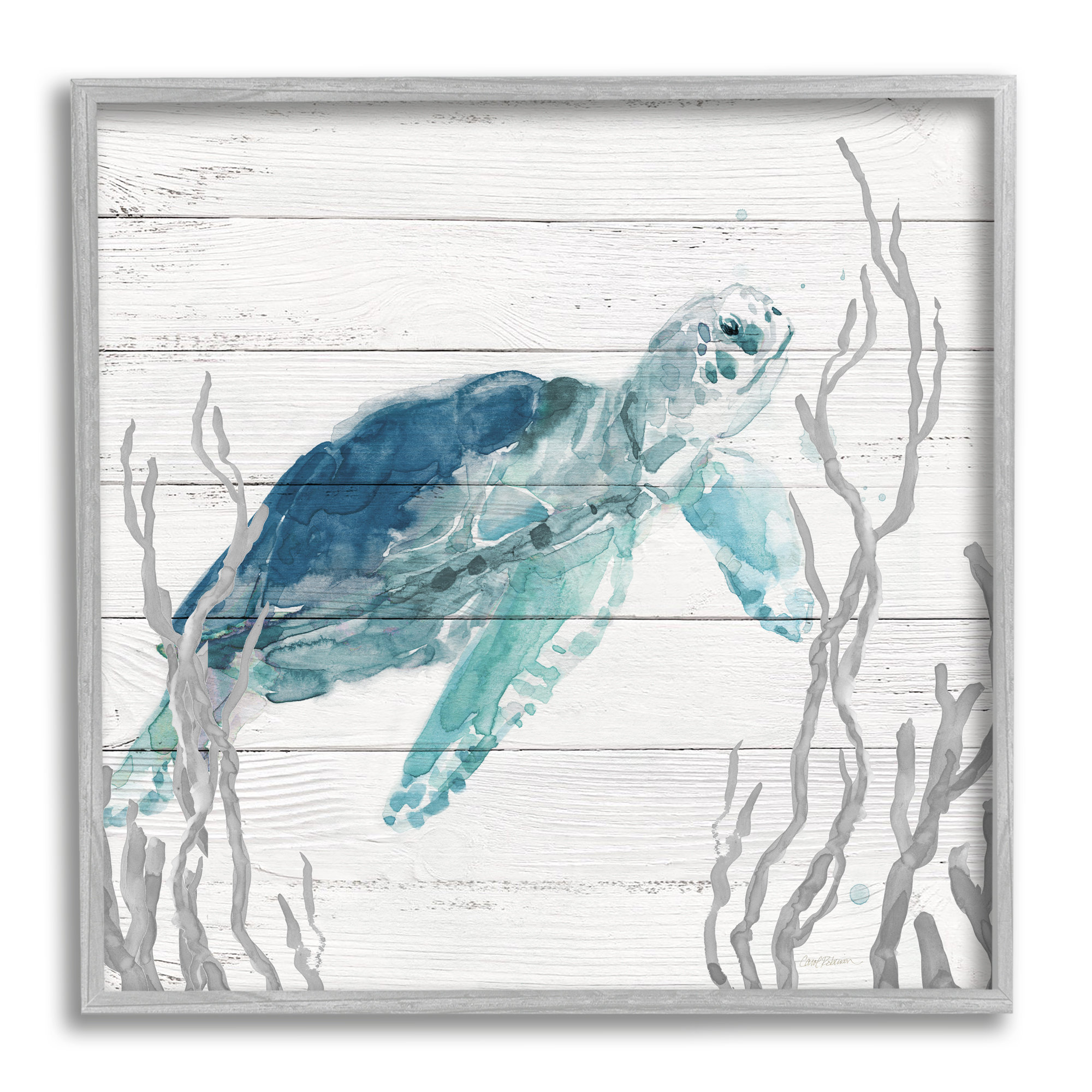 The Stupell Home Decor Collection Sea Turtle on Aged Newspaper Wall Art 