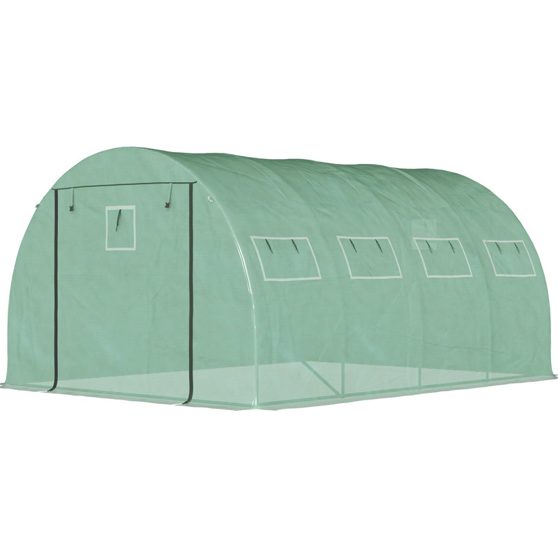 Walk-in Greenhouse 13 'x 10' 6,5 ', acier galvanisé, 2 portes à fermeture à glissière, 10 fenêtres en filet, créent un environnement idéal pour les plantes, serre 6,5', maximise la productivité,