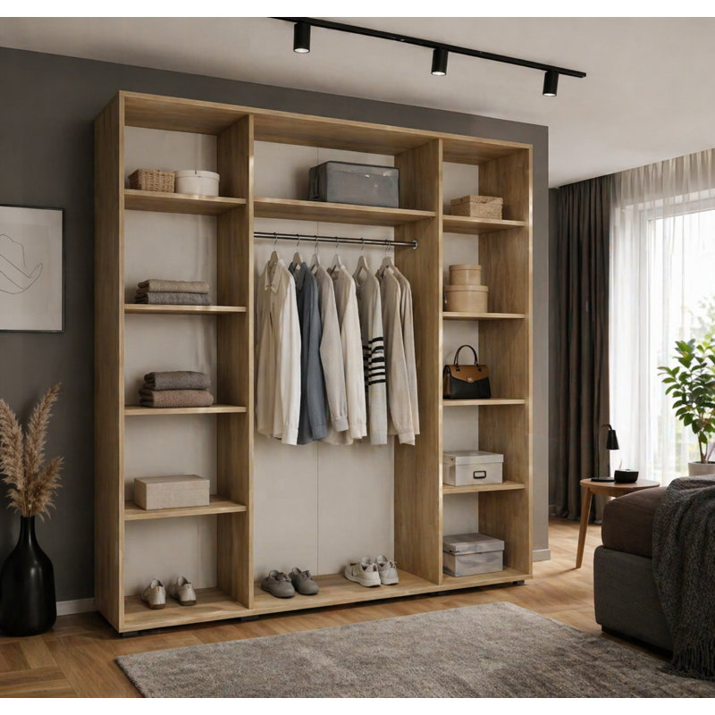 Modern 2 Door Sliding Wardrobe, Natural