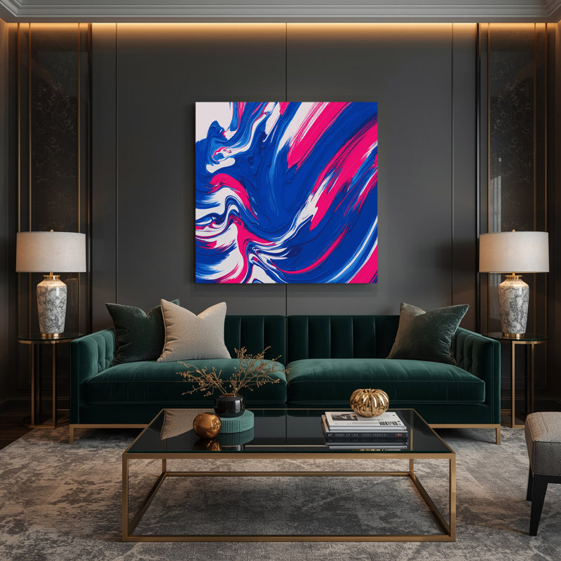 Abstrait couleur champ 52, art mural sur toile bleue, H 12 po x l 12 po