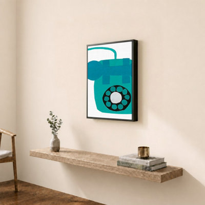 «Retro Téléphone Blue» par Jen Bucheli - Impression sur toile