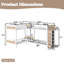 Lit superposé quadruple en métal pour 4 personnes avec tiroirs de rangement, garde-robe et tablettes ouvertes, blanc-17613655