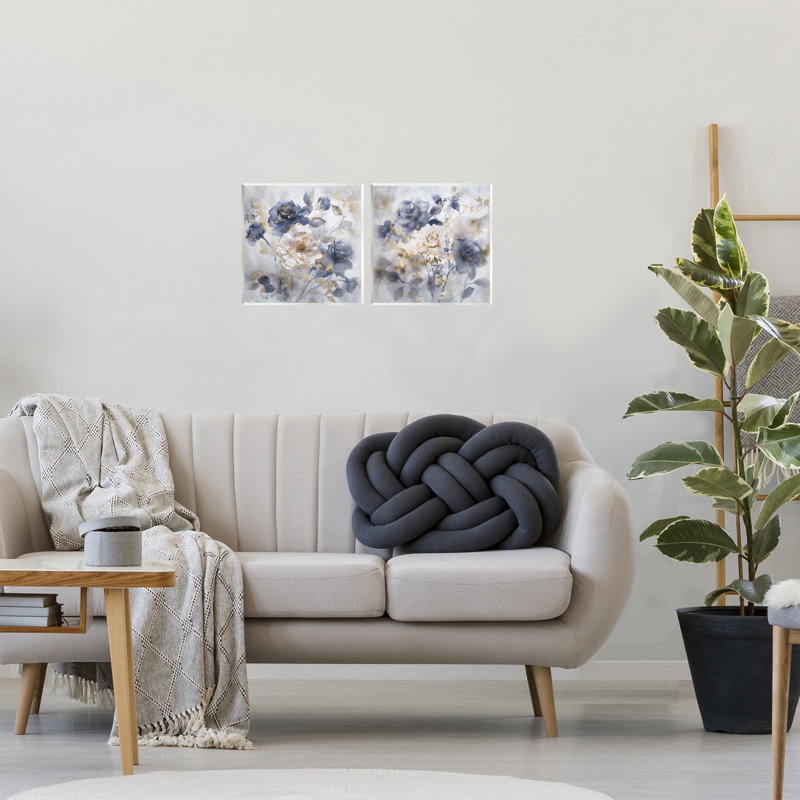 "Blue Accents Roses", ensemble de 2 plaques murales, design par Irene Weisz