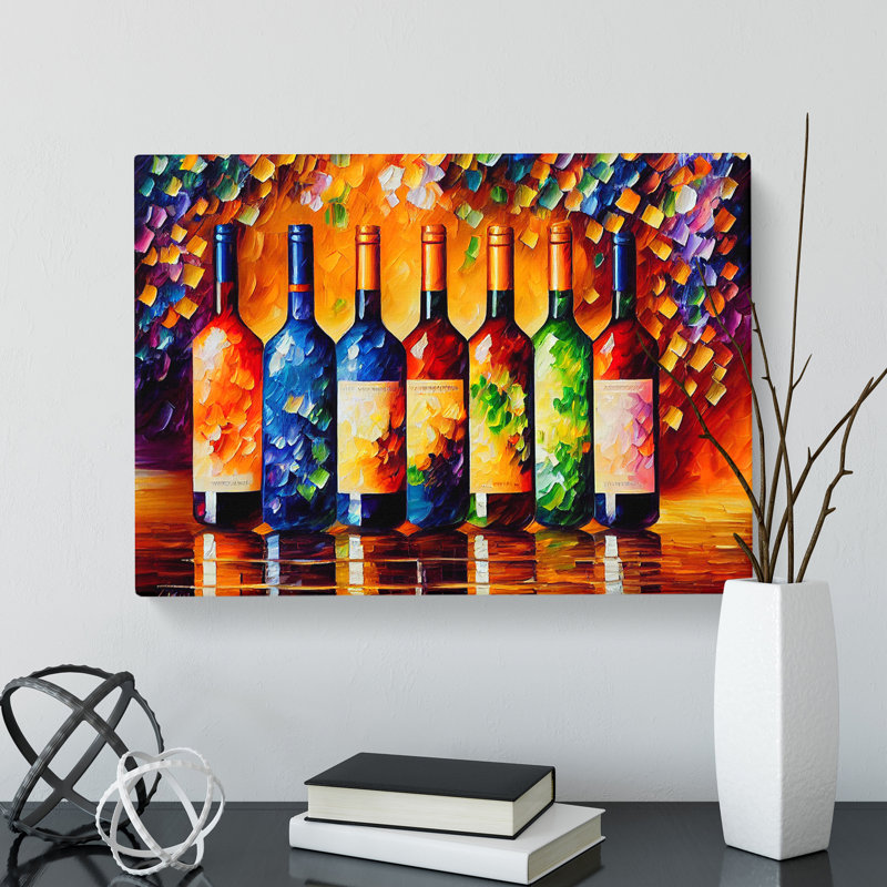 XXX-H1022-WF-10166X Wine Bottle Painting Vol.1 - Wrapped Canvas Painting