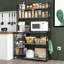 Étagère de cuisine avec 3 paniers grillagés et prises de courant, grille de four à micro-ondes, gris