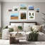 Ensemble de 4 cadres photo carrés 8 x 8 pouces, en bois massif avec plexiglas résistant aux chocs, comprend un chevalet de table et un support mural pour un affichage de photos polyvalent