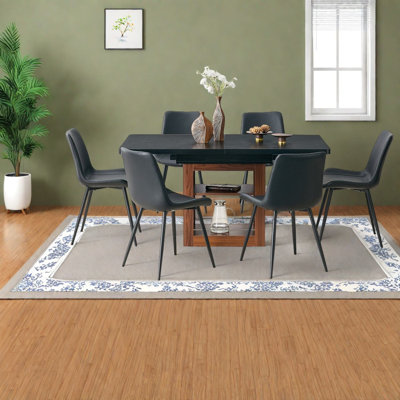 Ensembles de table de salle à manger extensible et moderne avec bois et métal, idéal pour la maison et le bureau