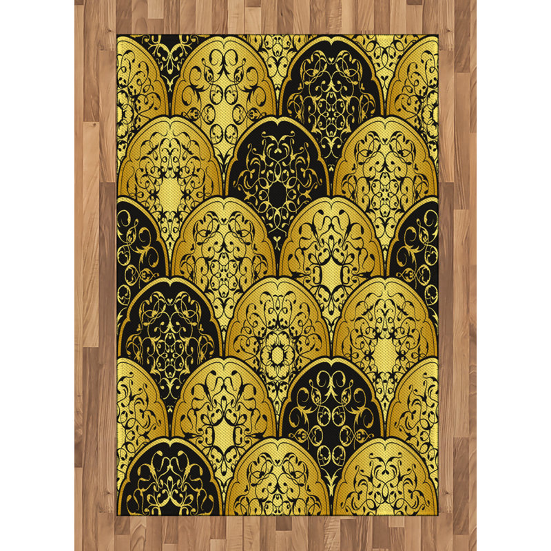 Tapis décoratif en fibres à haute densité Mandala, Rectangle— 4 pi x 5 pi 8 po