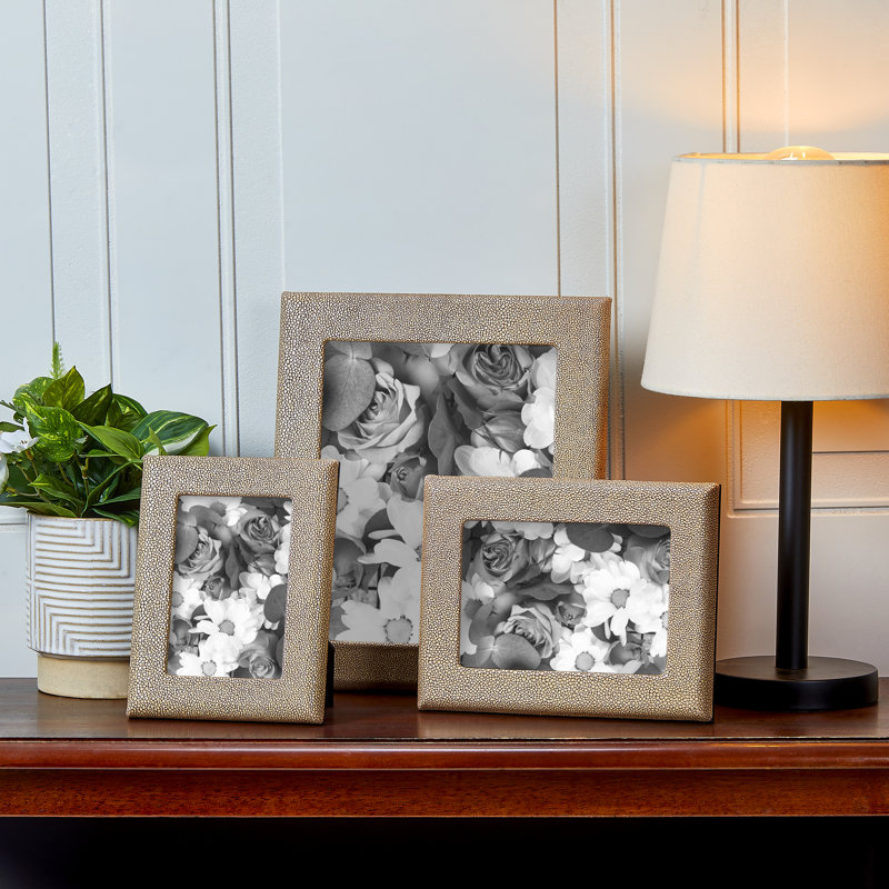 Leather Picture Frame, 8" W x 10" H, Stone