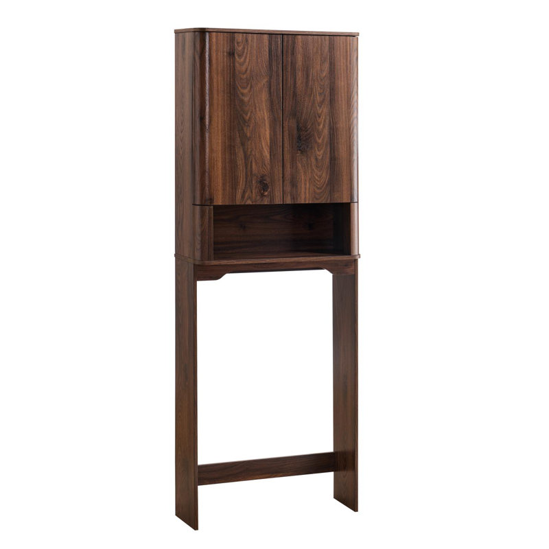 Armoire de rangement autoportante au-dessus de la toilette avec tablette réglable, Brun