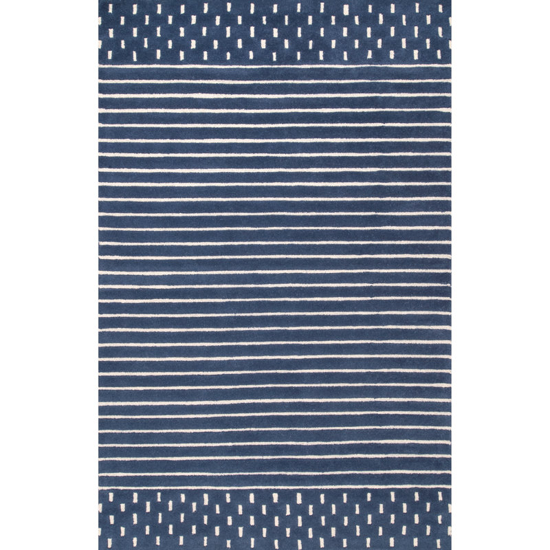 Xzayden Striped Wool Area Rug, Rectangle 6' x 9'