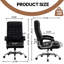 Fauteuil de direction en cuir synthétique à haut dossier avec coussin à ressorts, fauteuil d'ordinateur pivotant ergonomique avec accoudoirs chromés, capacité de 350 lb pour le bureau personnel, noir